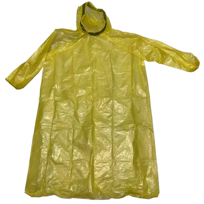 Chegada nova amarela, correia ajustável do pescoço da capa de chuva do polietileno das cores verdes com punhos elásticos